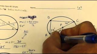 Angles in Circles Quiz Solutions