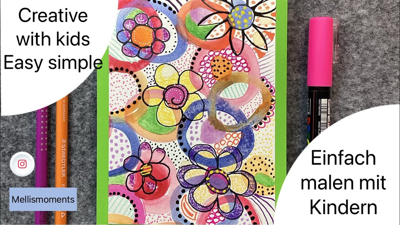 Painting with kids - Malen mit Kindern - Flowerpower - YouTube