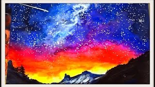 sky watercolor night painting