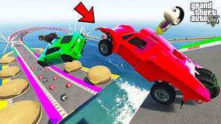 FRANKLIN TRIED IMPOSSIBLE RIVER ROAD MEGA RAMP PARKOUR CHALLENGE IN GTA 5 | SHINCHAN and CHOP