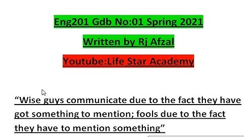 ||Eng201Correct Gdb No:01 Spring 2021||Life Star Academy||By Rj Ray Afzal||