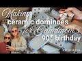 Making a ceramic dominoes set for Grandmom&#39;s 90th birthday - A process vlog 🁫
