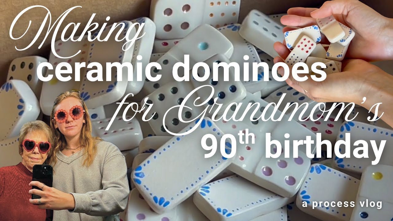 Making a ceramic dominoes set for Grandmom's 90th birthday - A