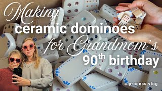 Making a ceramic dominoes set for Grandmom&#39;s 90th birthday - A process vlog 🁫