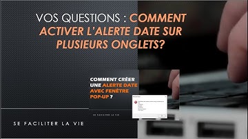 EXCEL VOS QUESTIONS : Comment activer l