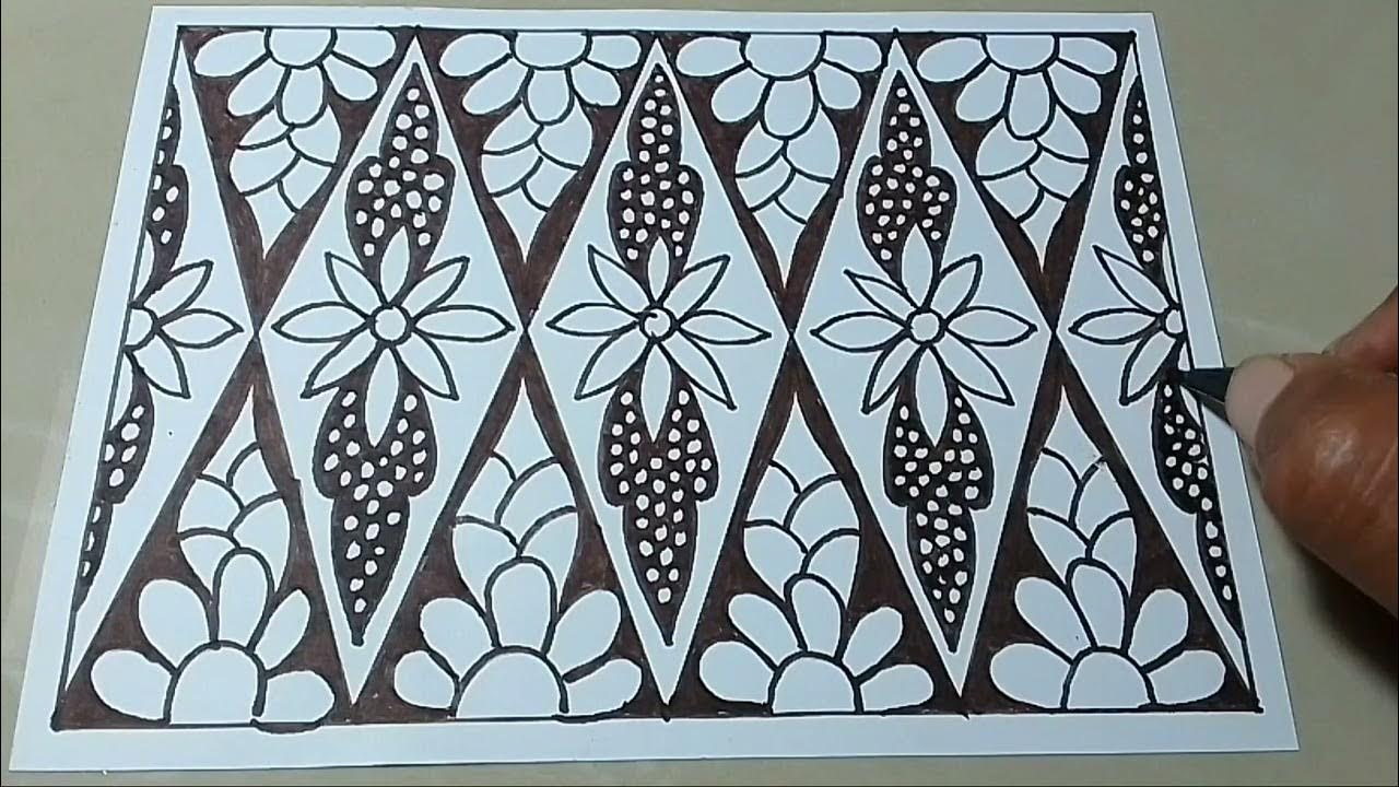CARA MENGGAMBAR BATIK YANG MUDAH TAPI BAGUS, MOTIF BATIK BUNGA. - YouTube