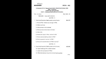 Computer Multimedia and Animation(NEP) 4th sem 2023 #questionpaper #BCA #bangalore north university