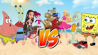 Ladybug, Barbie, Bob Esponja y Calamardo vs Bratz, Draculaura, Patricio y Don Cangrejo BATALLA RAP