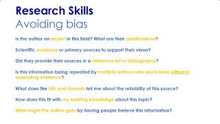Research Skills: Avoiding Bias