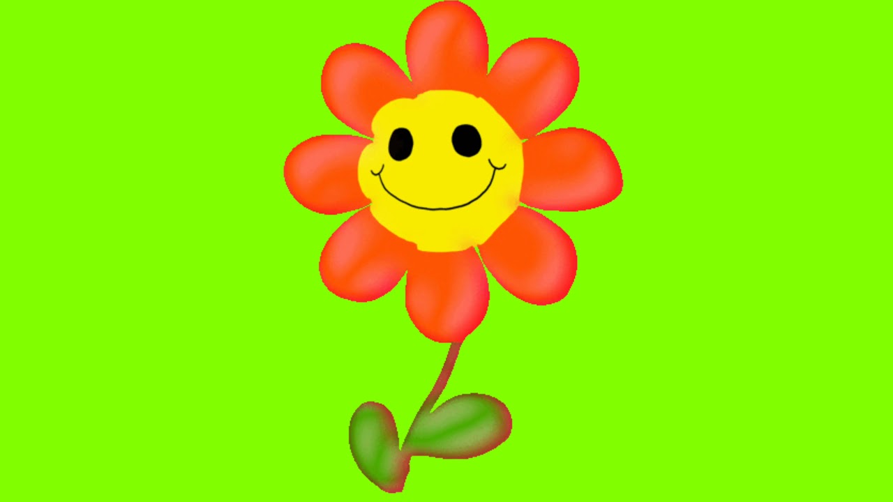 smiling flowers animated cartoon green screen video for Youtubers copyright free to use.