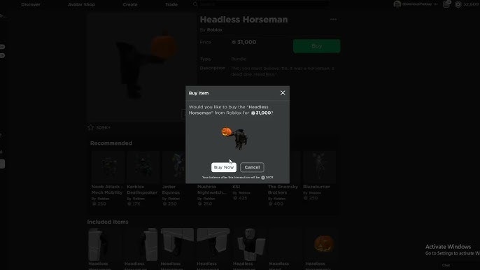 RoBlog 🇧🇷 on X: AGORA🚨 Headless Horseman está a venda no catálogo por  31.000 Robux #Roblox Link:    / X