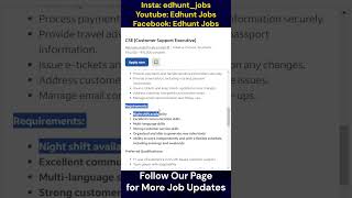 Job Alert - Customer Support Executive