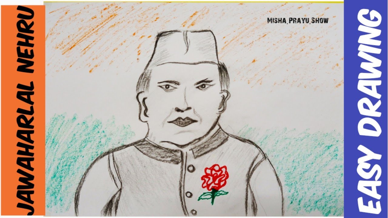 How to draw Jawaharlal Nehru pencil sketch | Very easy drawing - YouTube