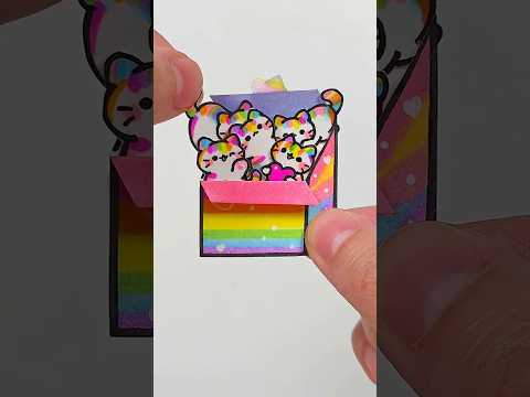 무지개 냥냥박스 스티커 만들기 #<strong>sticker</strong> #cat  #diy #craft #paperdiy #cat  #shorts