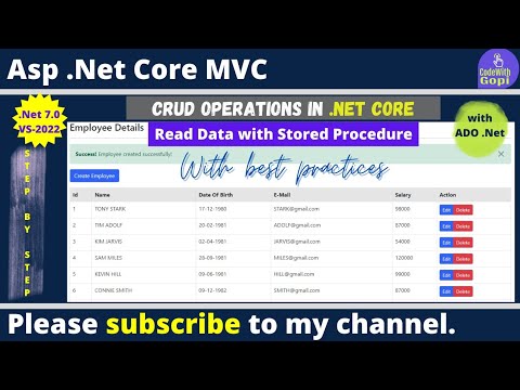 CRUD Operations Using ASP.NET Core And ADO.NET | With SQL Stored Procedures | .Net 7.0
