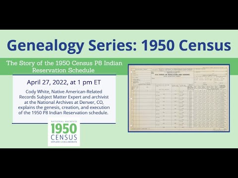 Documentary backdrop image for Genealogy Series: The Story of the 1950 P8 Indian Reservation Schedule (2022)