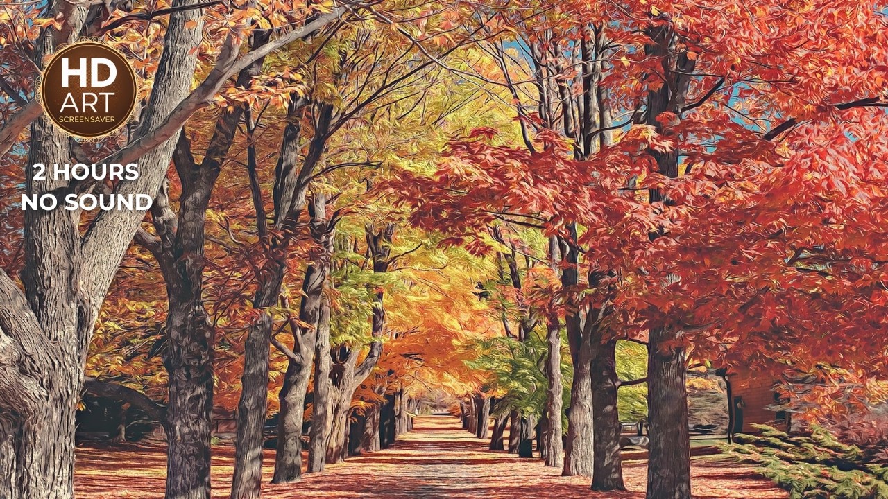 Autumn Park Alley - 2 Hour Silent Screensaver