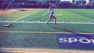 Long jump bounds pulling a sled