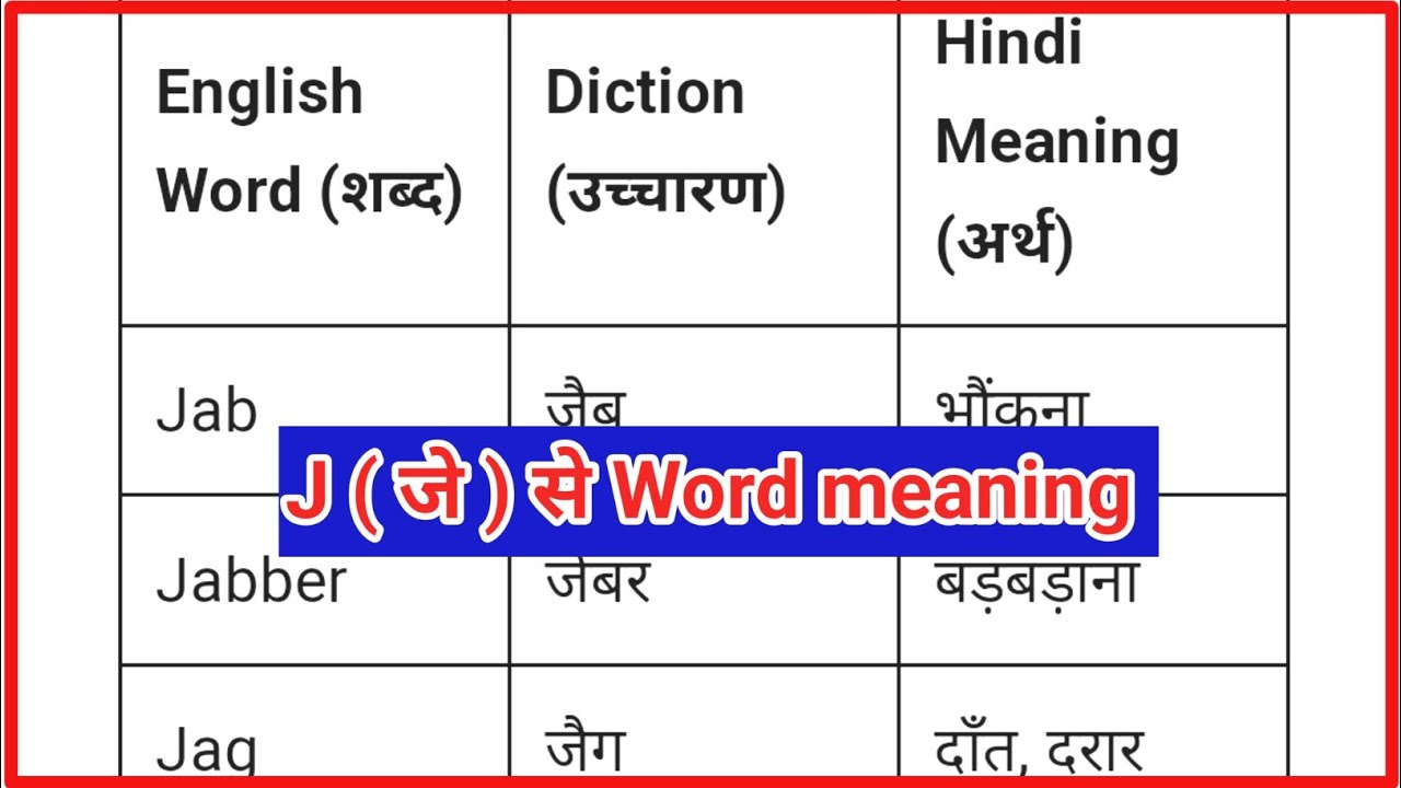 J se word meaning। j se shuru hone wale 25 English word meaning। j se word। j se shabd। By Dev