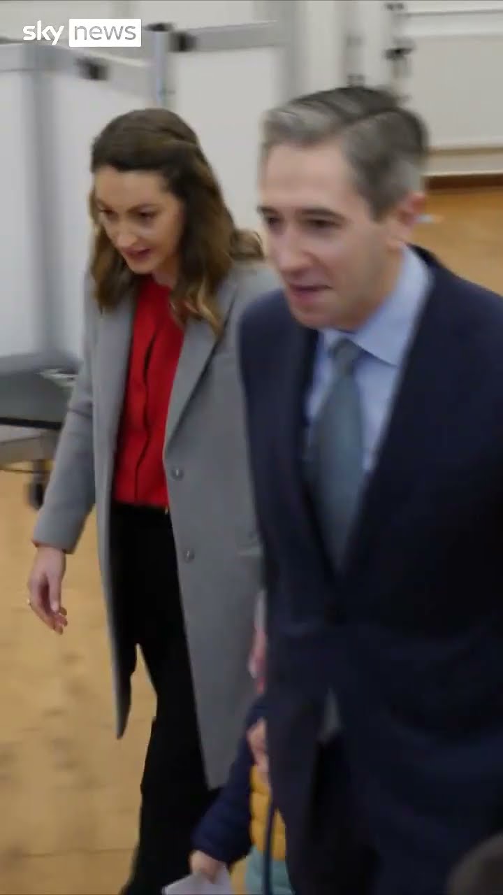 Simon Harris votes in Irish election