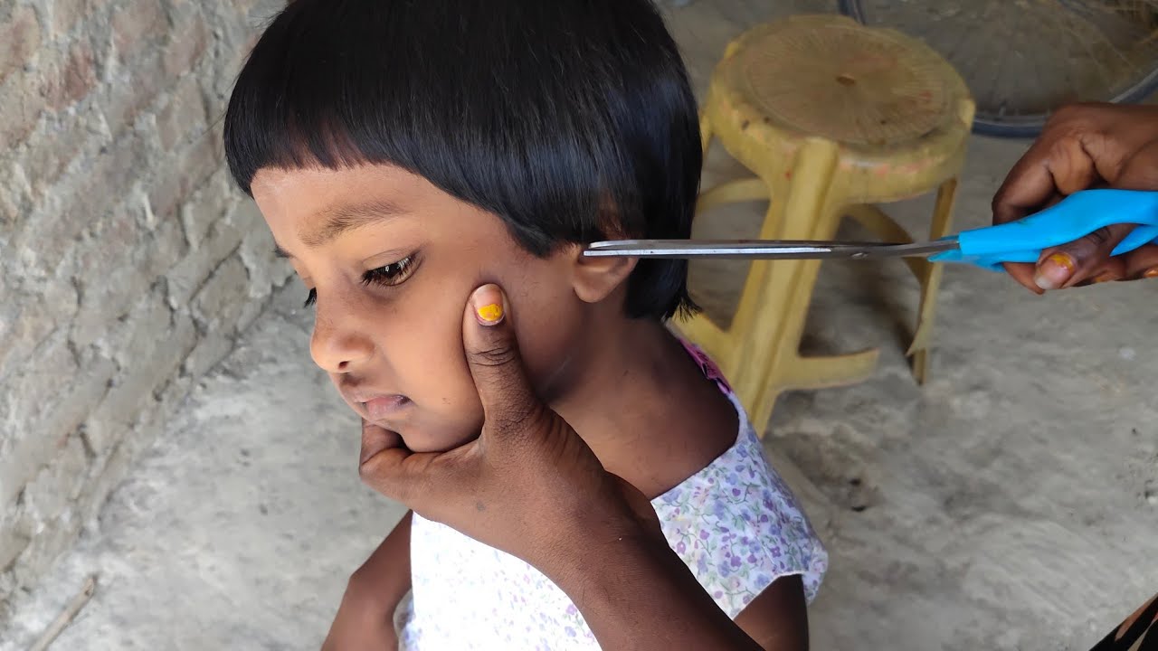 Baby Hair Cutting ll baby girl hair cutting l Bob cut at home ll