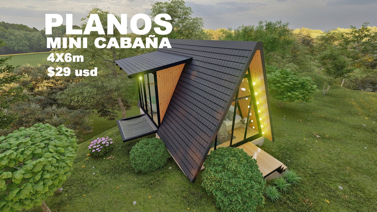 🌲 ¡LANZAMIENTO! PLANOS Mini Cabaña 4x6 metros de LUJO, OFERTA POCOS ...