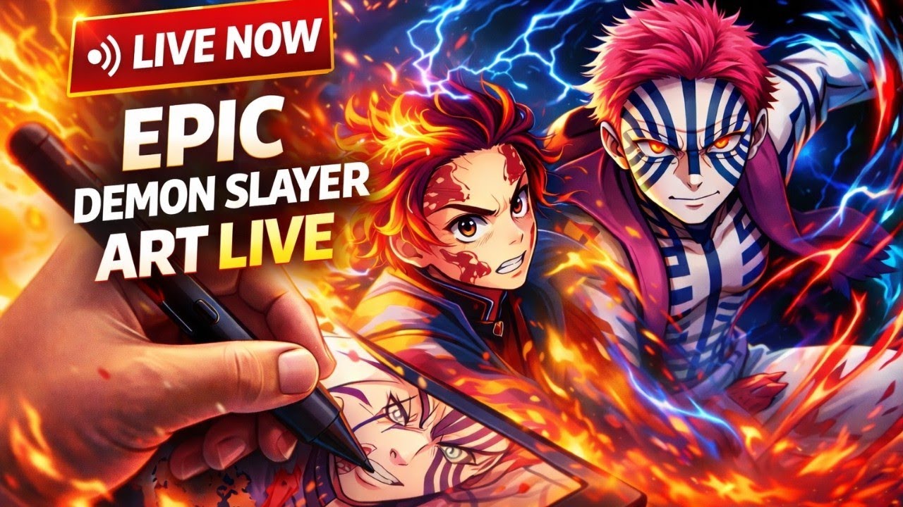 Demon Slayer Live Drawing | Anime Art Painting Stream 2026