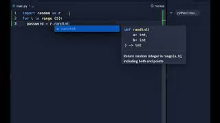 most simple program to make a random password in python