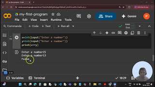 Python Lecture5 Part2 | Comparison Operators Information