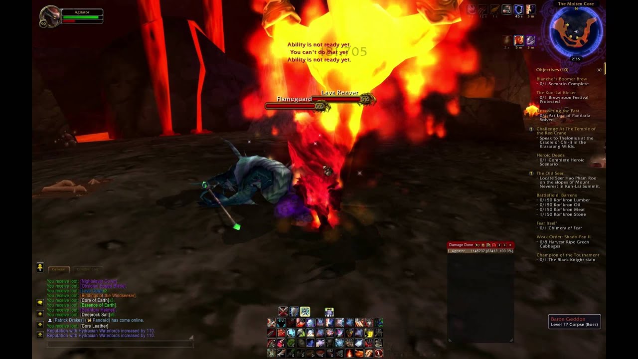 Lvl 90 Fury Warrior Molten Core Solo