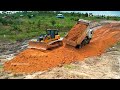 Part 1 Excellent Skills Heavy New Dozer Working Moving Dirt Making Foundation New Road Construction