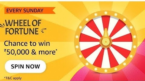 Amazon Every Sunday Wheel Of Fortune Quiz Answers Today | ChanceTo Win 50000 | Amazon Pay Balance