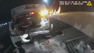 Video: Suspected drunk driver reacts to crash that killed woman changing tire on I-40
