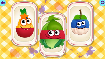 Learn names of fruits and vegetables by a simple matching game for kids