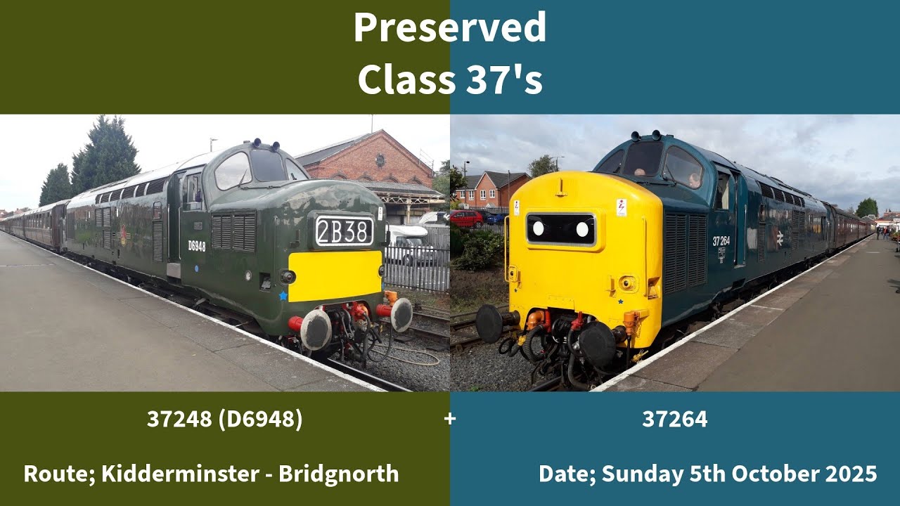 Preserved Class 37's 37248 (D6948) + 37264 | SVR | Kidderminster – Bewdley and Return