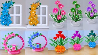 : 4 Simple diy flower bouquet craft / Easy diy flower bouquet craft / colour papers craft