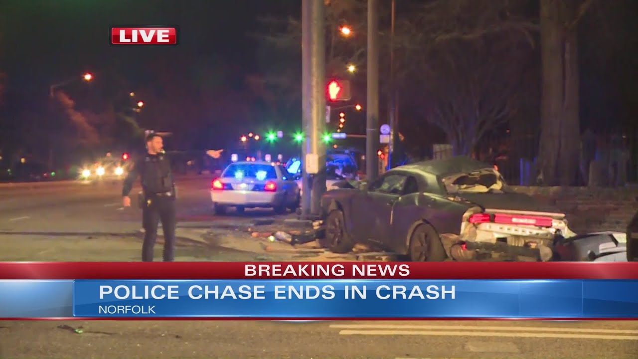 Chesapeake Police Pursuit Ends In Crash In Norfolk Youtube