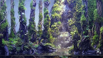 Making a Mysterious Forest with a Giant Waterfall on the Desk