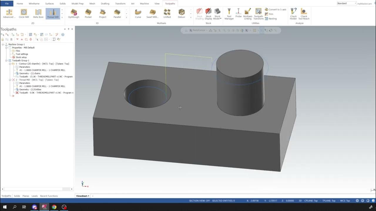 MasterCAM Thread Mill Tutorial YouTube