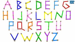 Learn Alphabet|Learn Colors with sticks and balls| Make English Letters A to Z| Learning and Playing