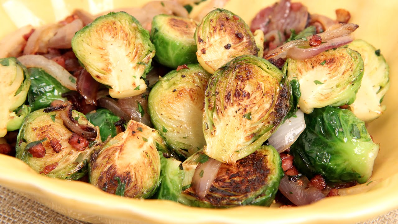 Brussels Sprouts with Onions & Pancetta Recipe - Laura Vitale - Laura in the Kitchen Episode 846