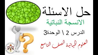 العلوم الحياتية التاسع حل اسئلة الدرس-الانسجة النباتية