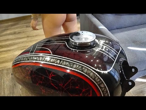 My experiments. How to custom paint a motorcycle tank tutorial. Painting  tricks(for car, helmet too) 