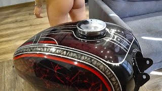 My experiments. How to custom paint a motorcycle tank tutorial. Painting tricks(for car, helmet too)