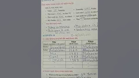 Std 6, English unit 1 activity 11 to 13, first semester,J.k.Patel School