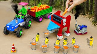 Diy tractor making mini bulldozer | DIY carrot juicer and harvester | Build farm with cows Diorama