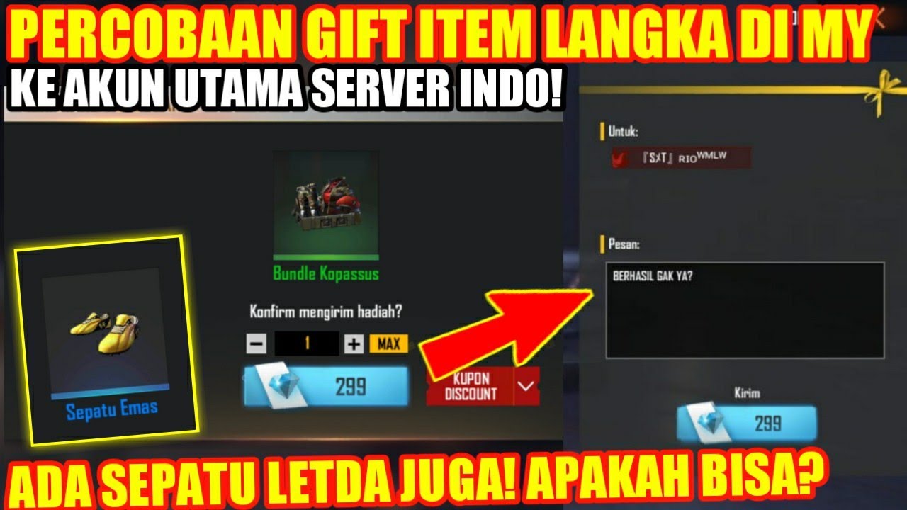 Percobaan Gift Item Langka Server Malaysia Ke Indonesia Bisa Gak Ya Garena Free Fire