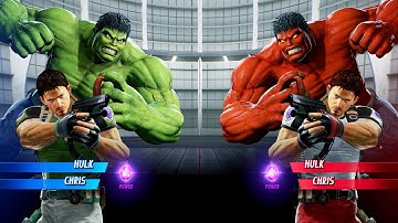 Hulk & Chris vs Red Hulk & Chris (Very Hard) Marvel vs Capcom | 4K UHD Gameplay