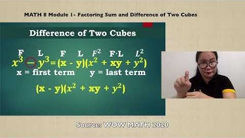 MATH Grade 8 Lesson: Factoring the Sum and Difference of Cubes