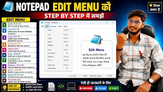 Notepad Edit menu ko samjhe step by step me.// Edit menu ke option ko samjhe. How to cut paste. 🤔🖥️